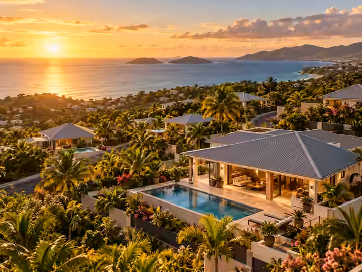 Lotissement de villas créoles en Guadeloupe